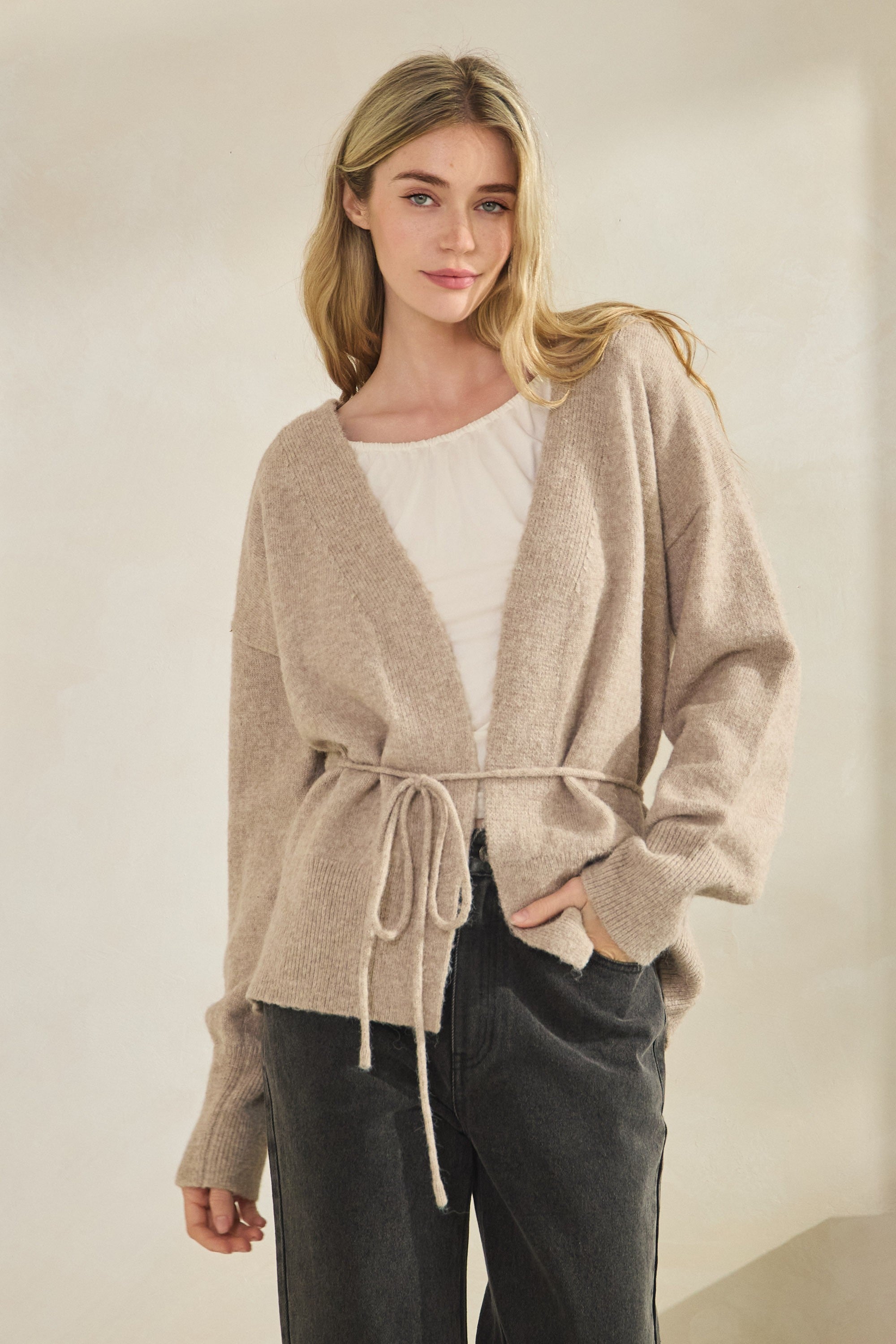 Soft Knit Tie Cardigan