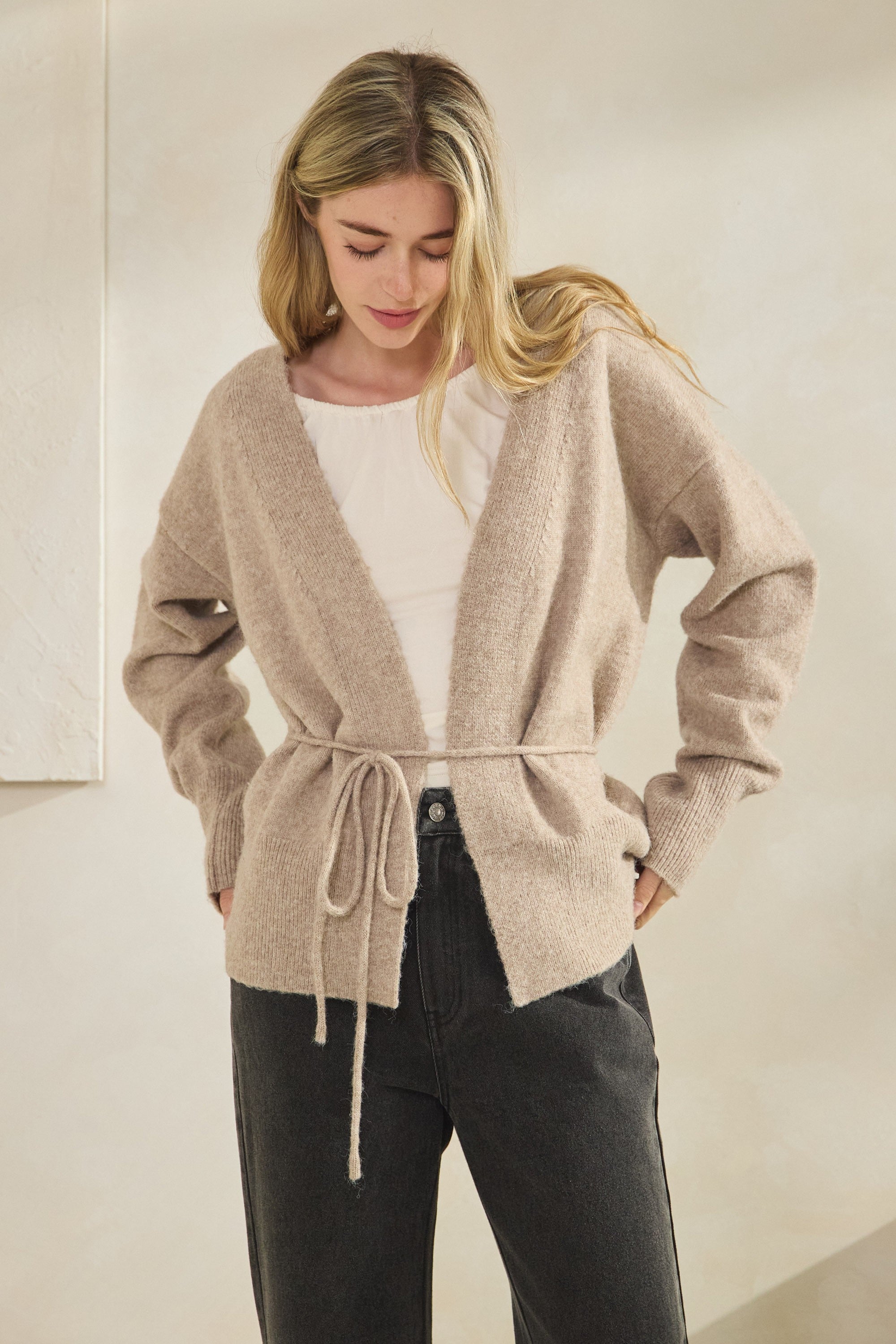Soft Knit Tie Cardigan