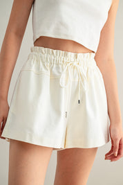 Cream Drawstring Shorts