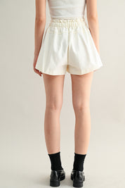 Cream Drawstring Shorts