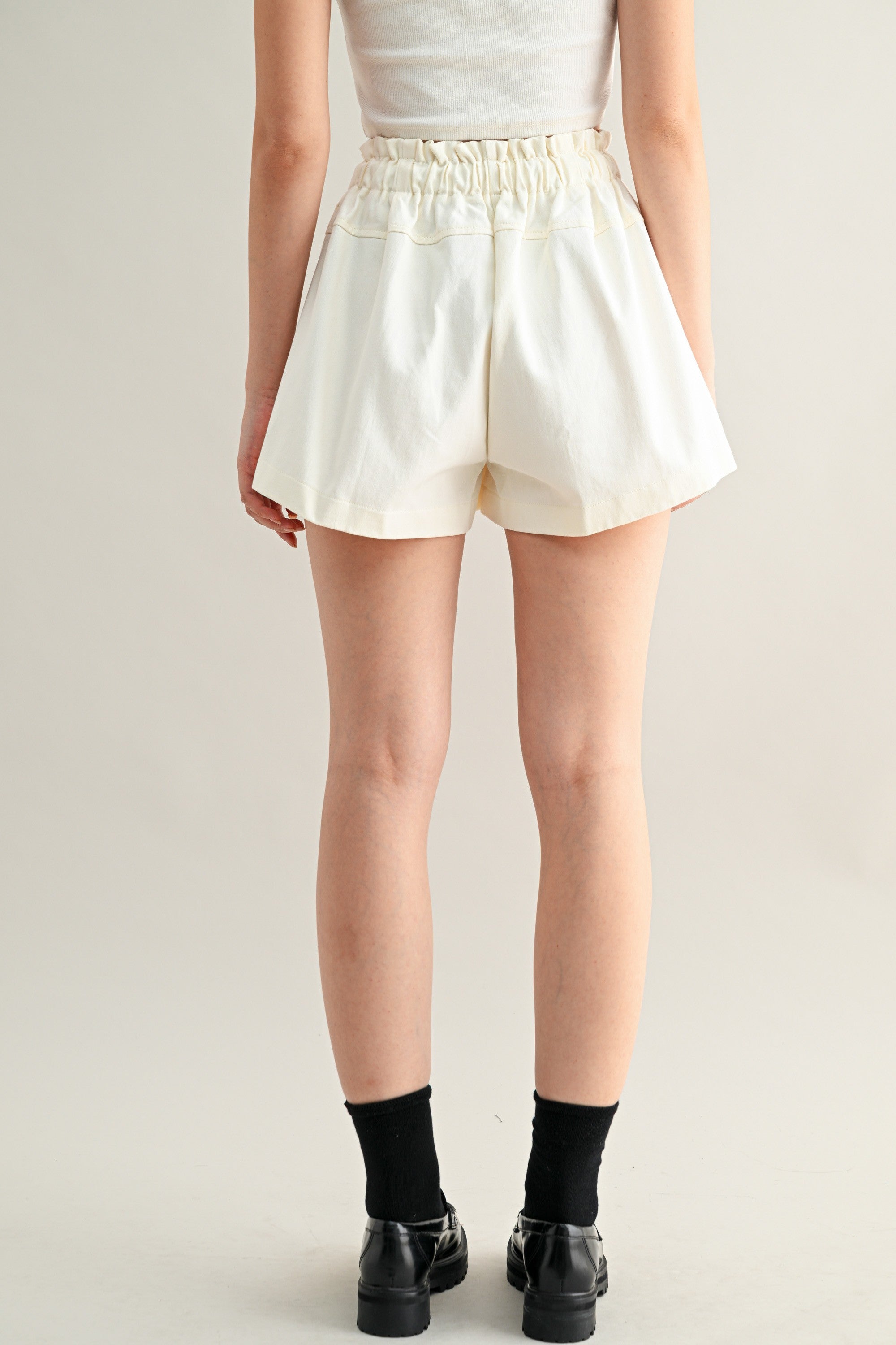 Cream Drawstring Shorts