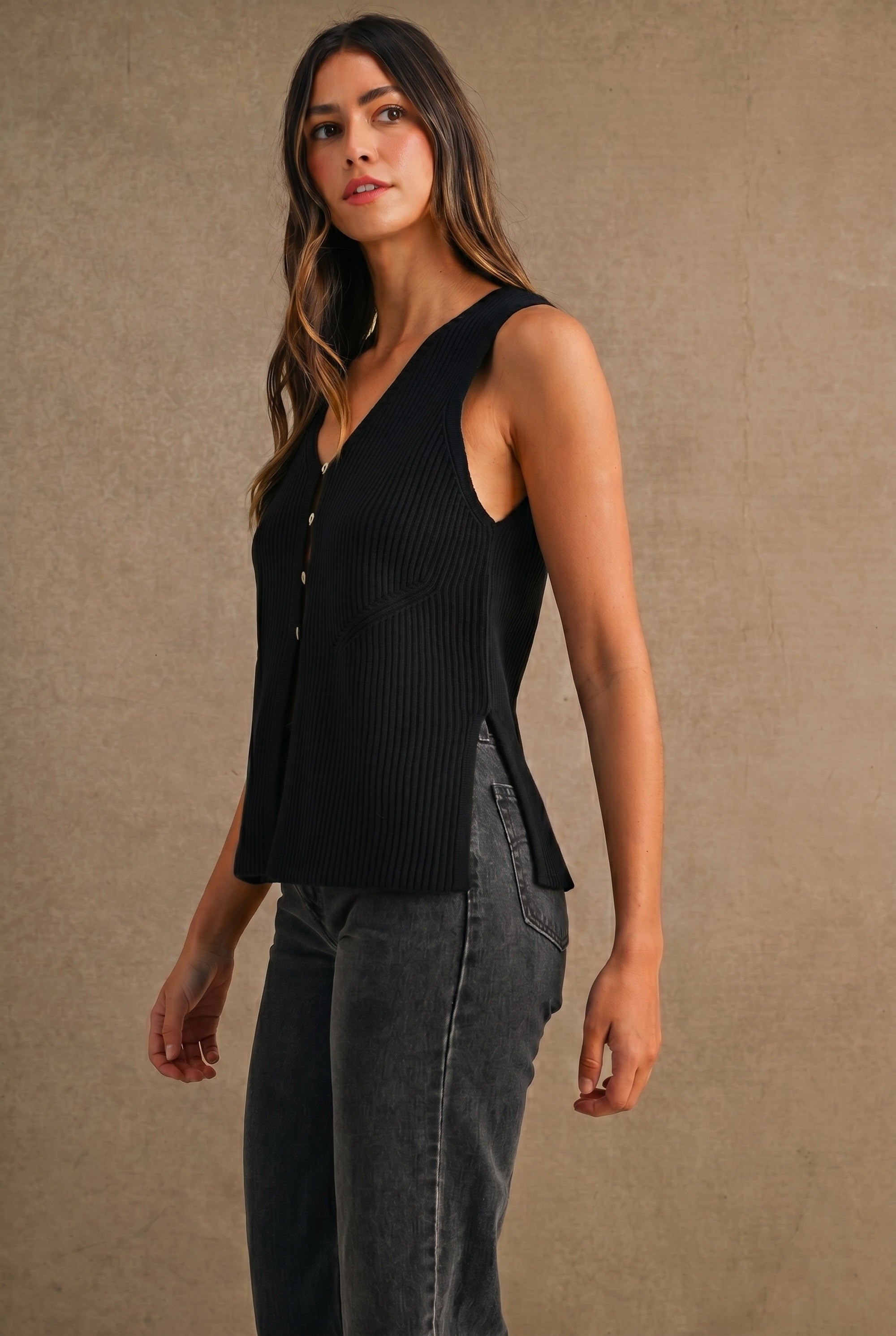 Side Slit Sweater Vest