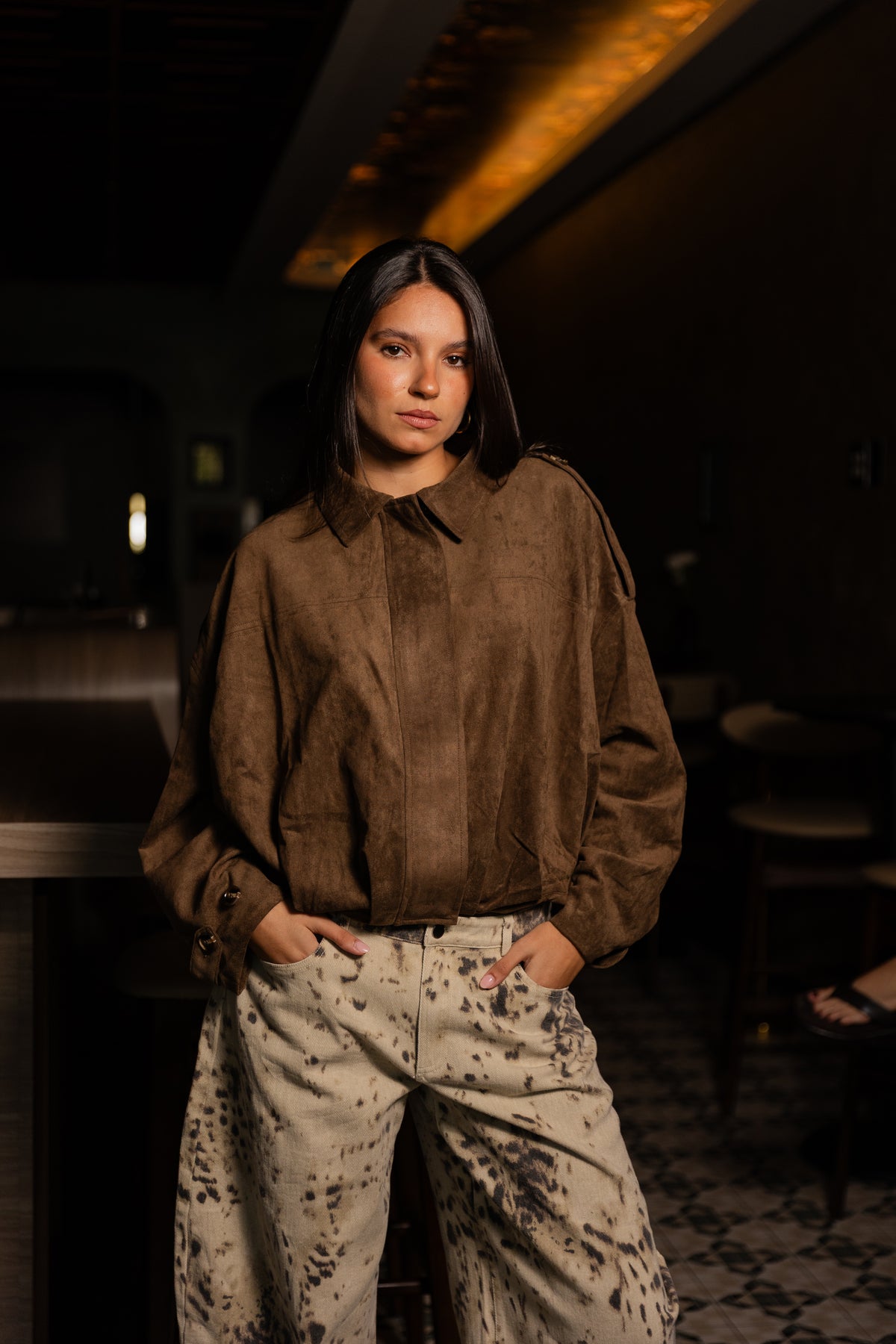 Suede Pleated Jacket