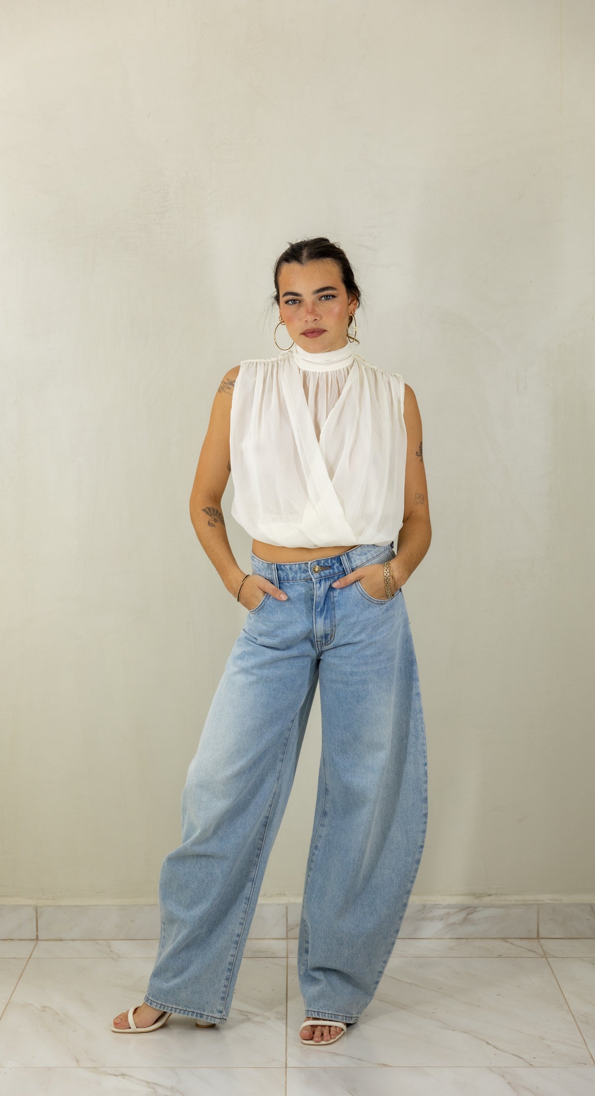 Cream Draped Top