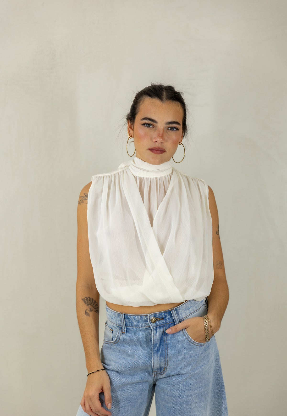 Cream Draped Top