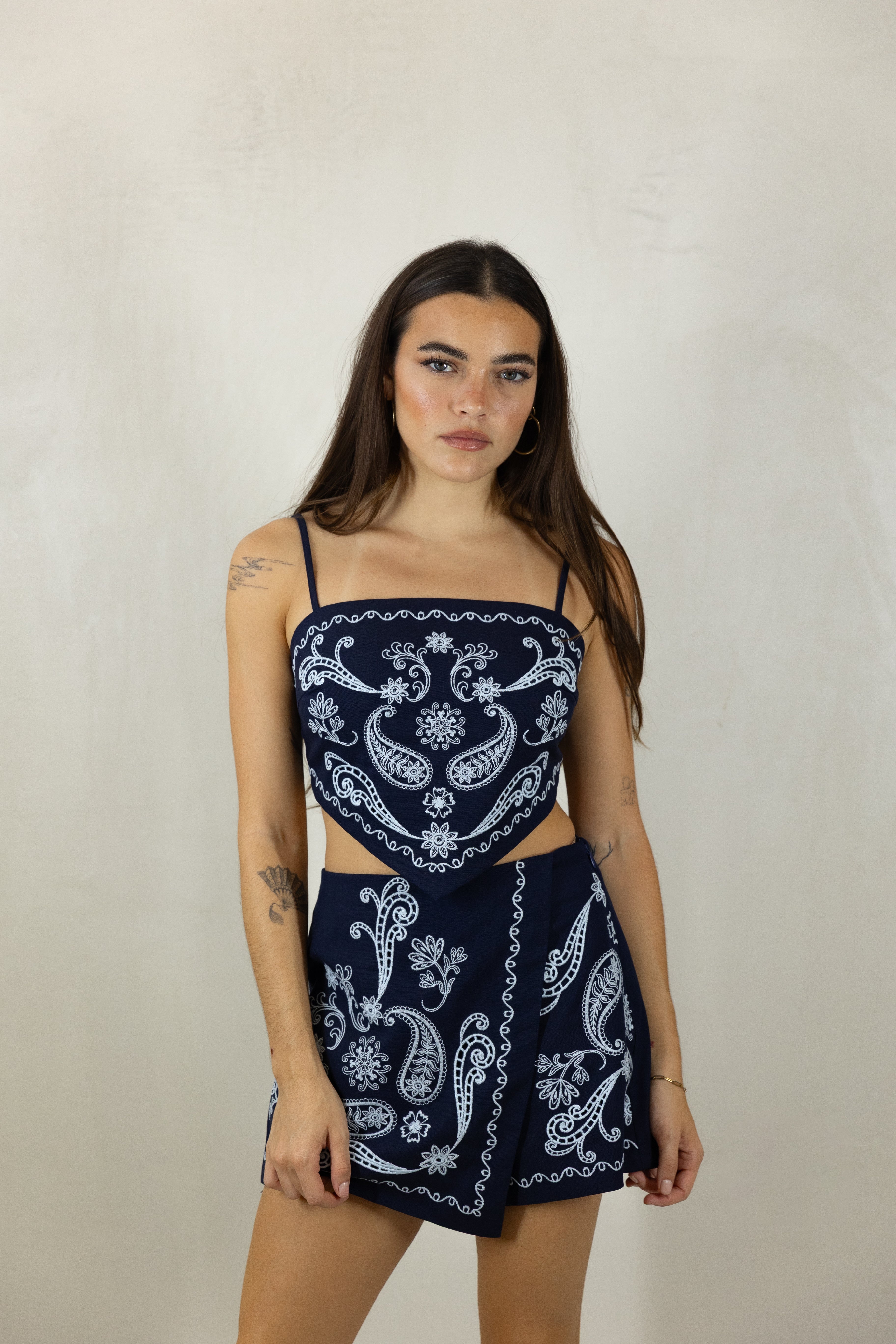 Embroidered Eyelet Top and Shorts Set