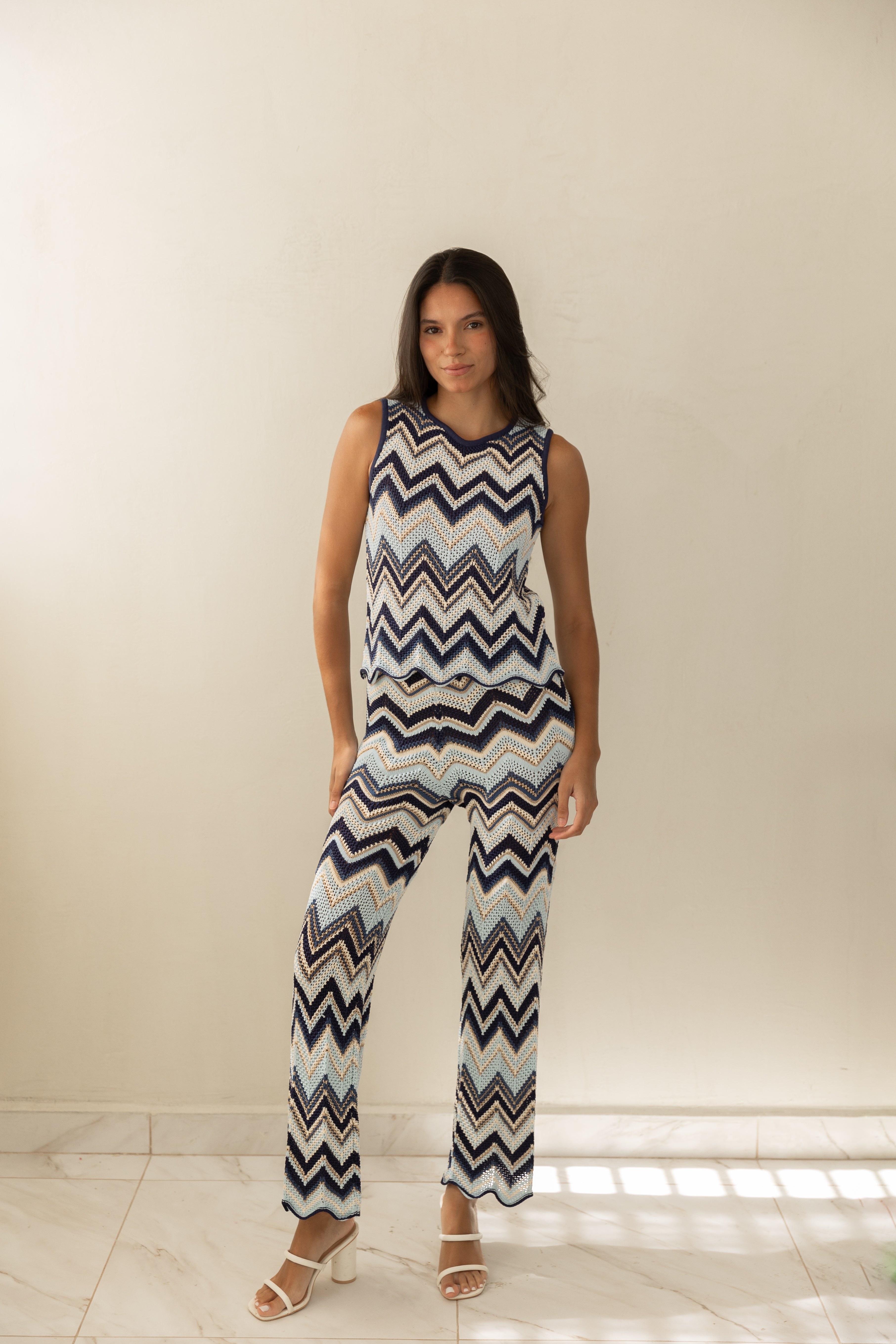 Blue Knit Matching Set