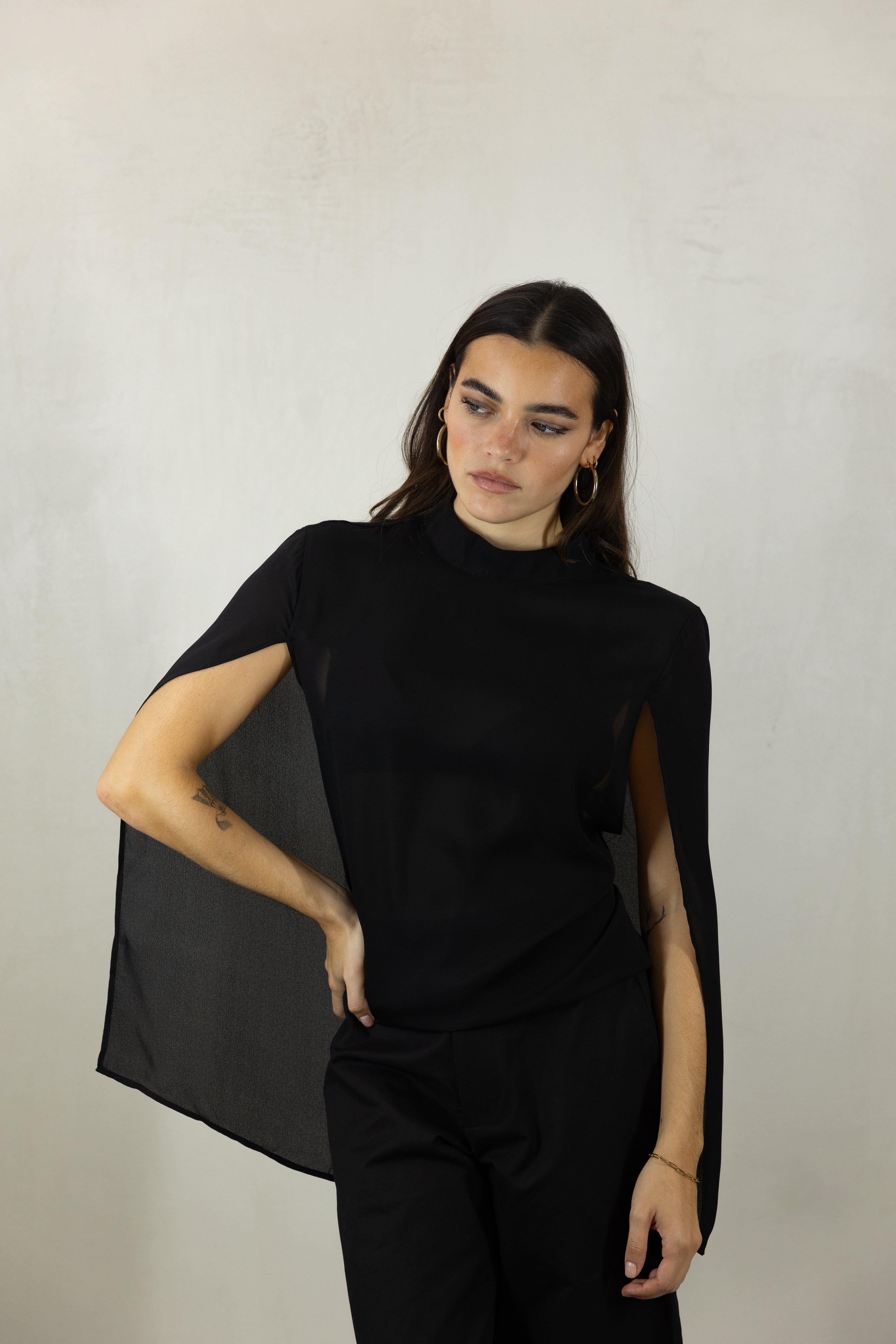 Black High Neck Cape