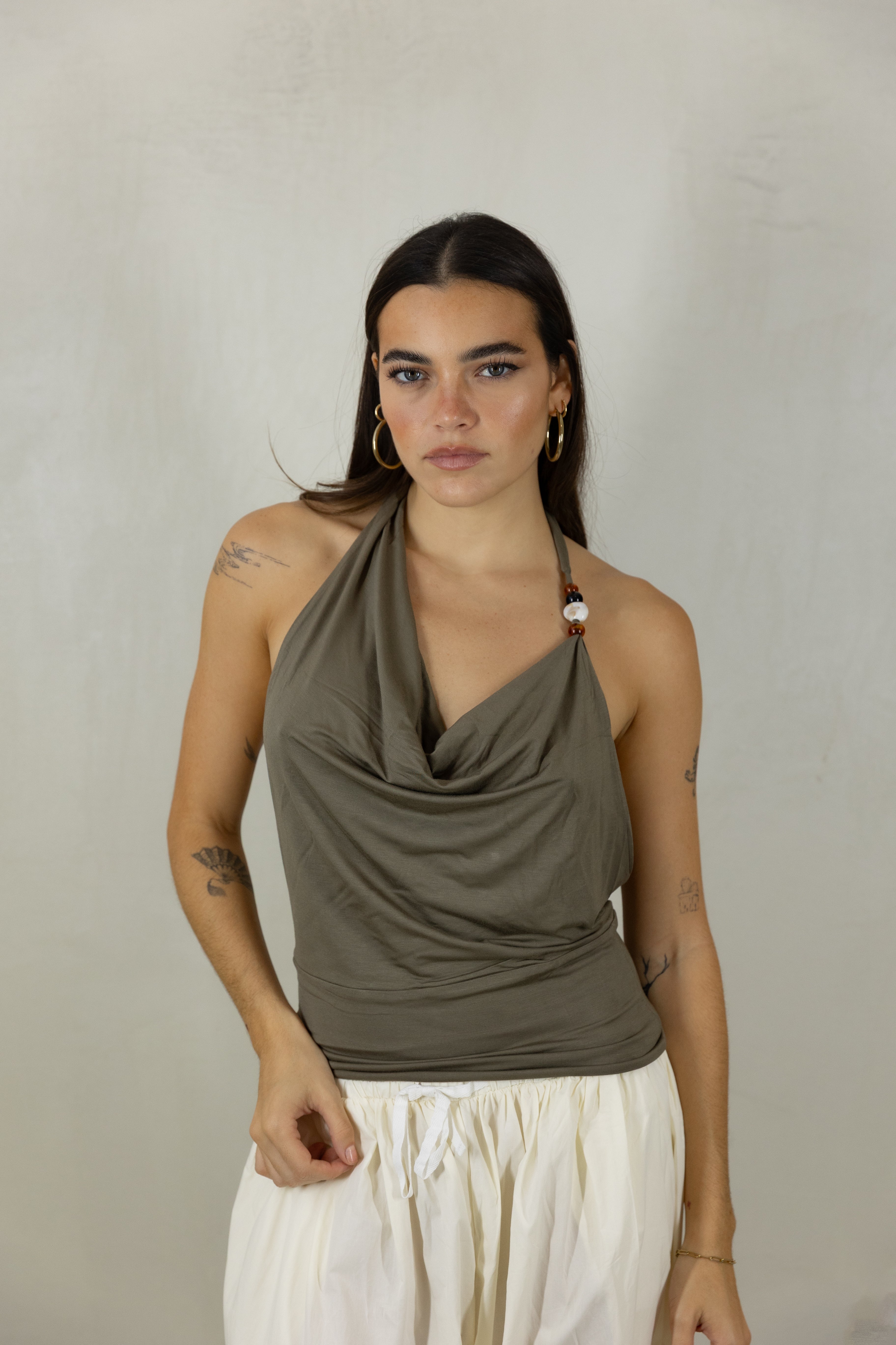 Knit Draped Halter Neck Top