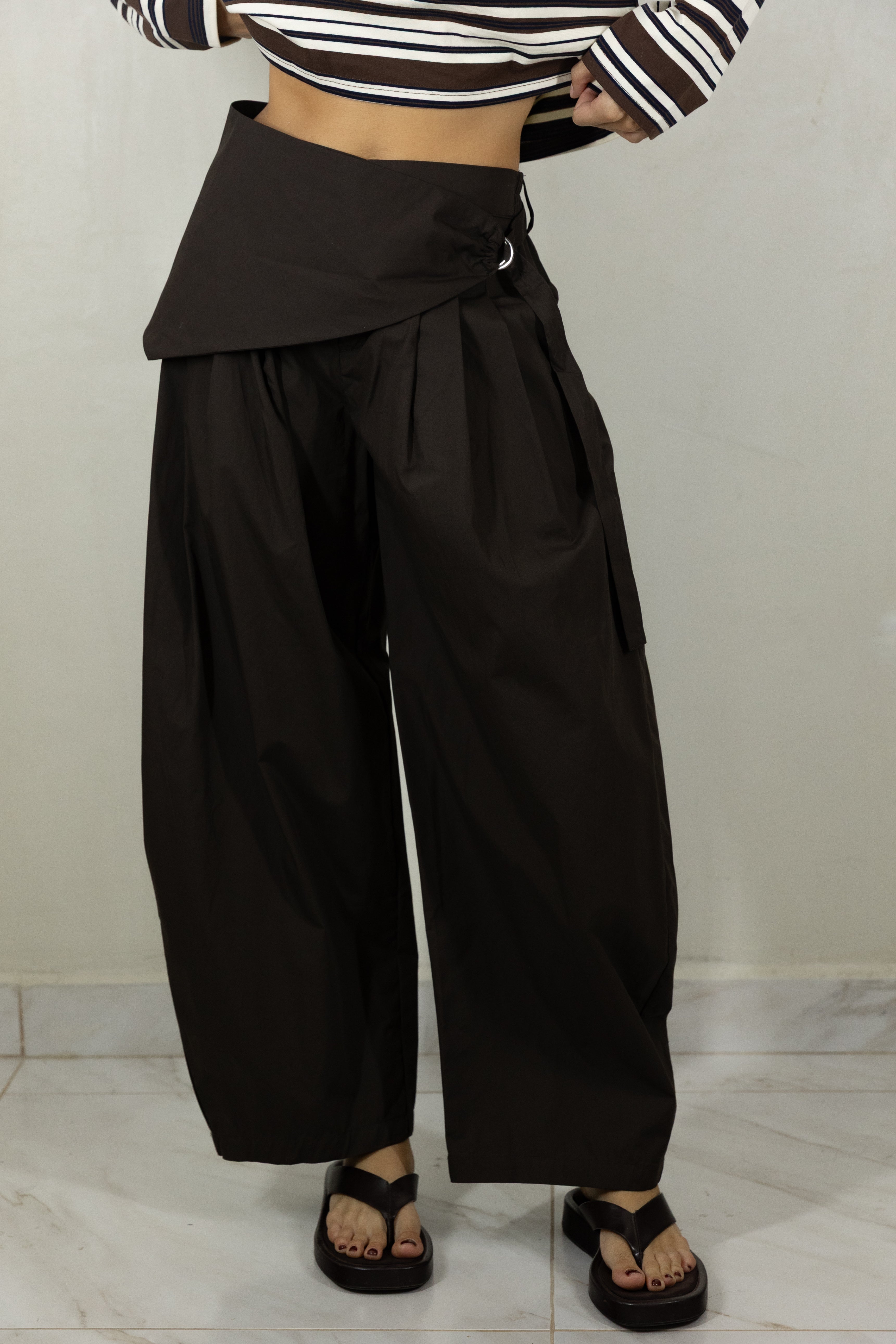 Sarong Detail Barrel Leg Trouser