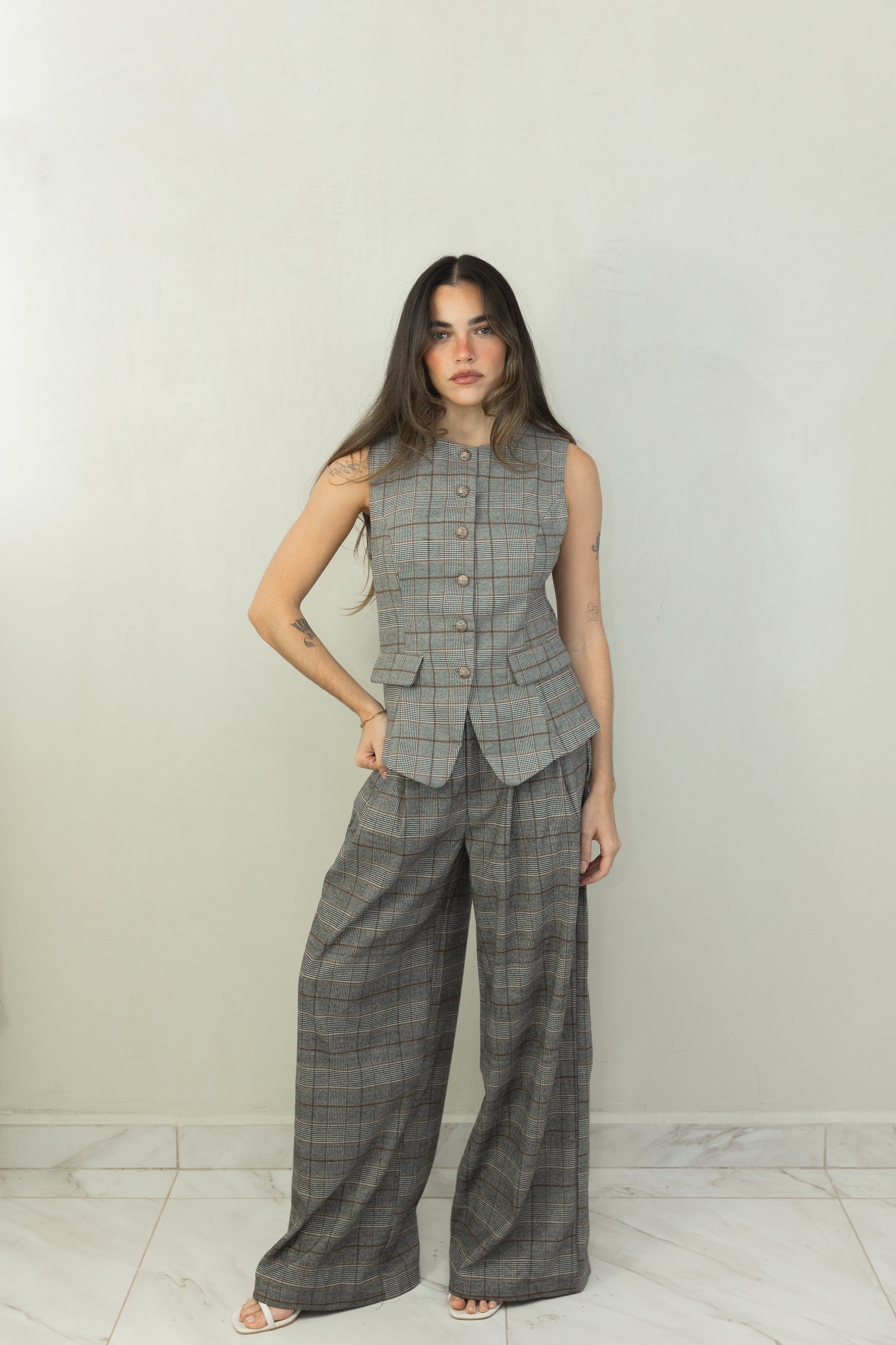 Woven Plaid Pant
