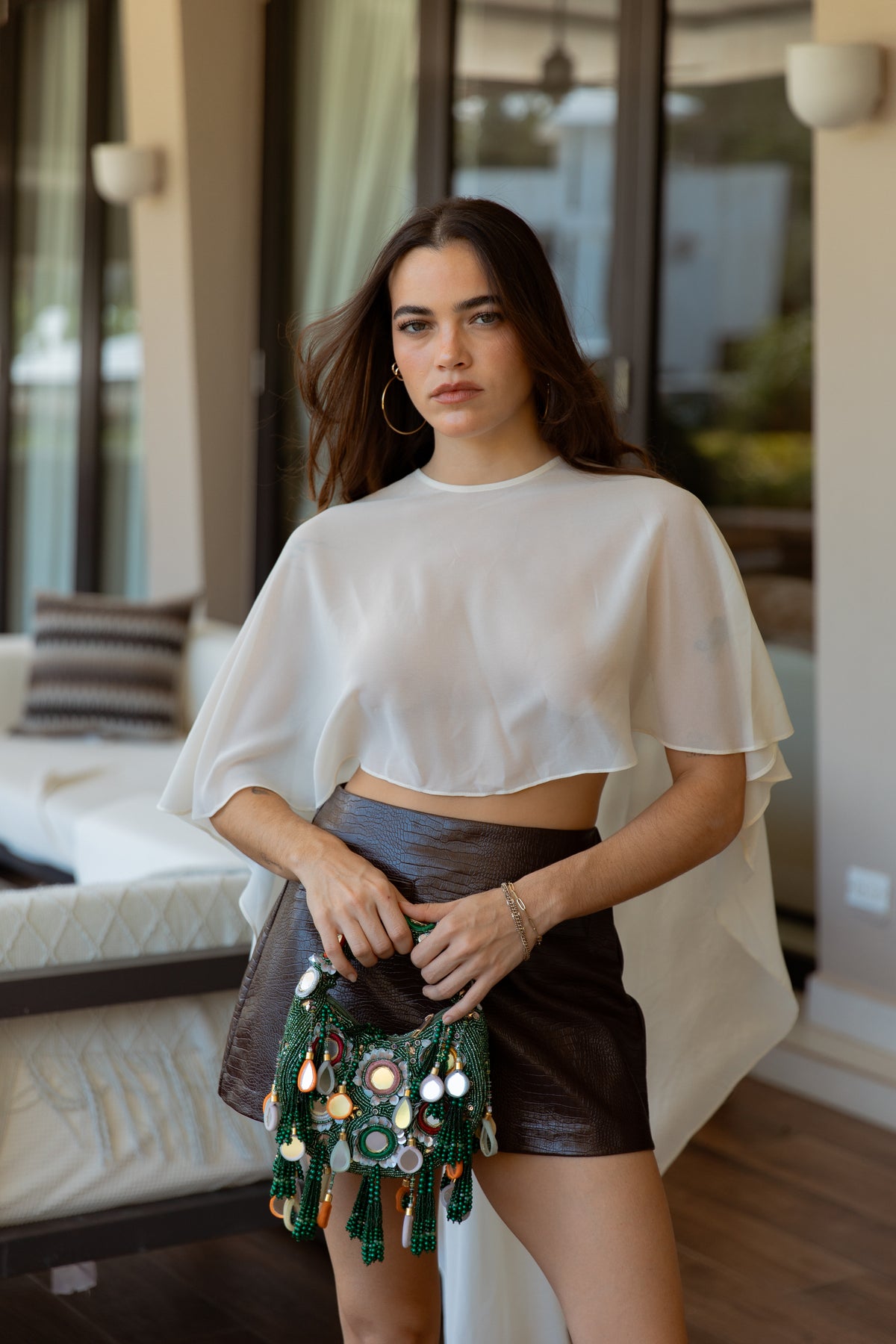 Cream Hi-Lo Chiffon Top
