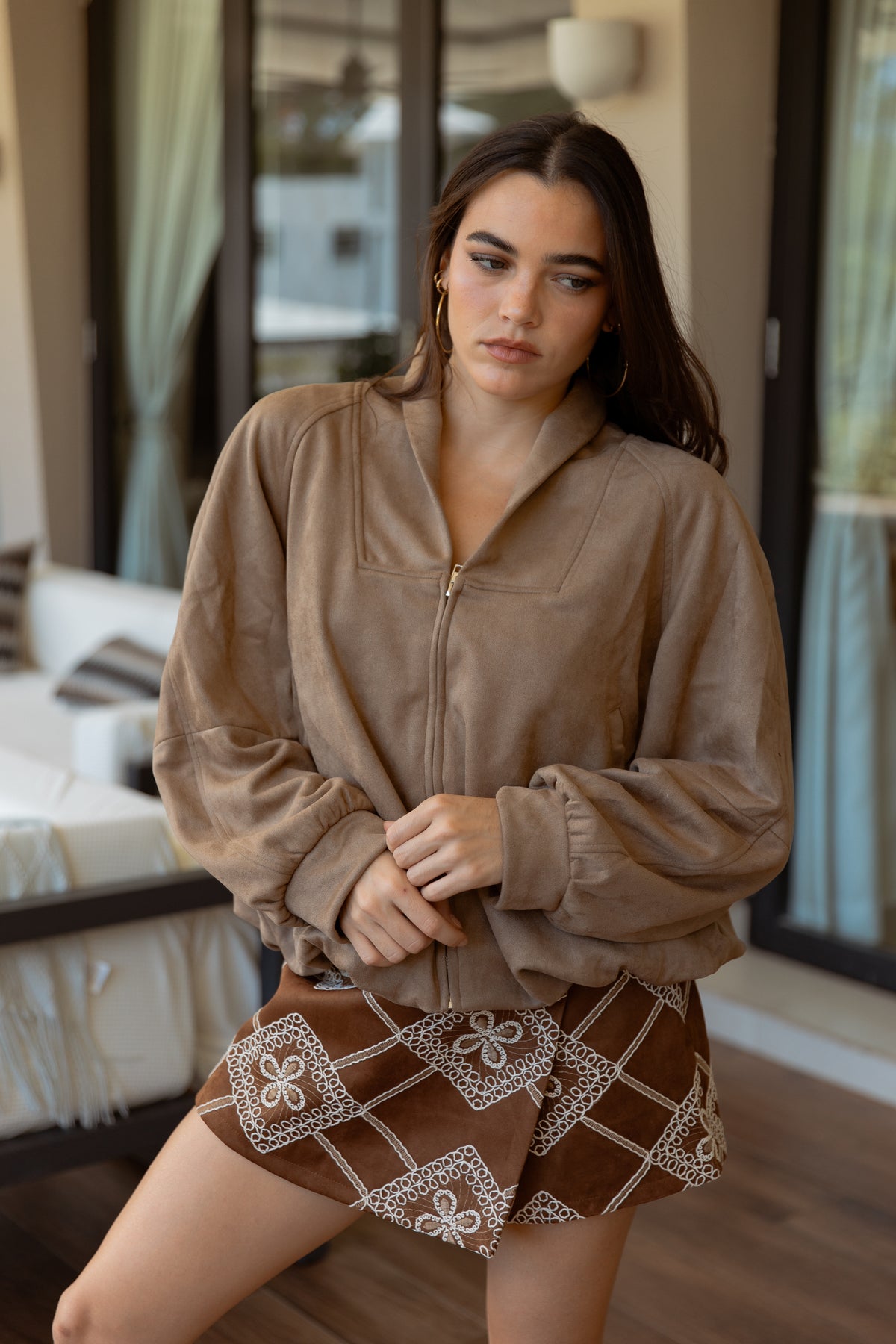 Suede Shawl Collar Jacket