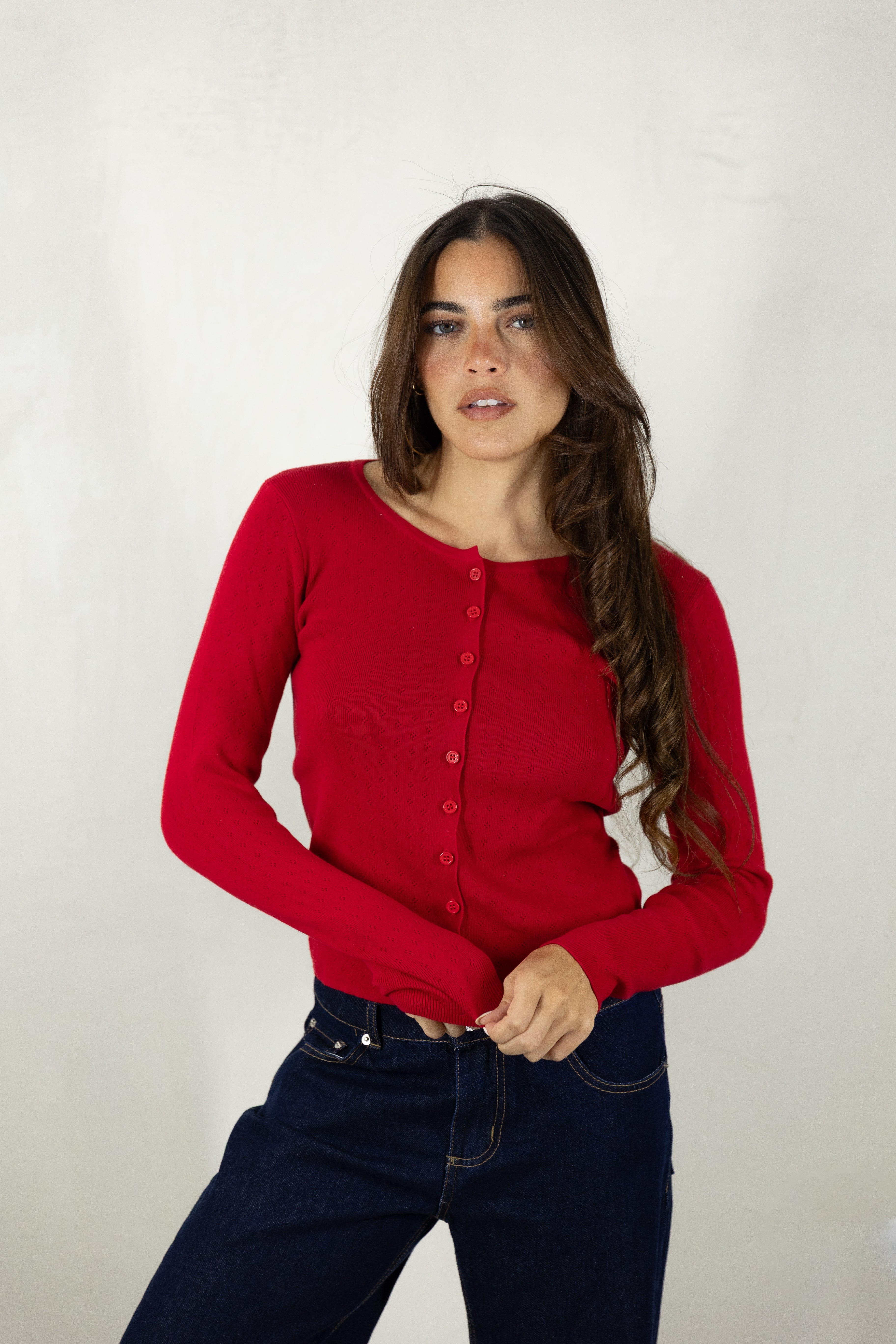 Red Cardigan Top