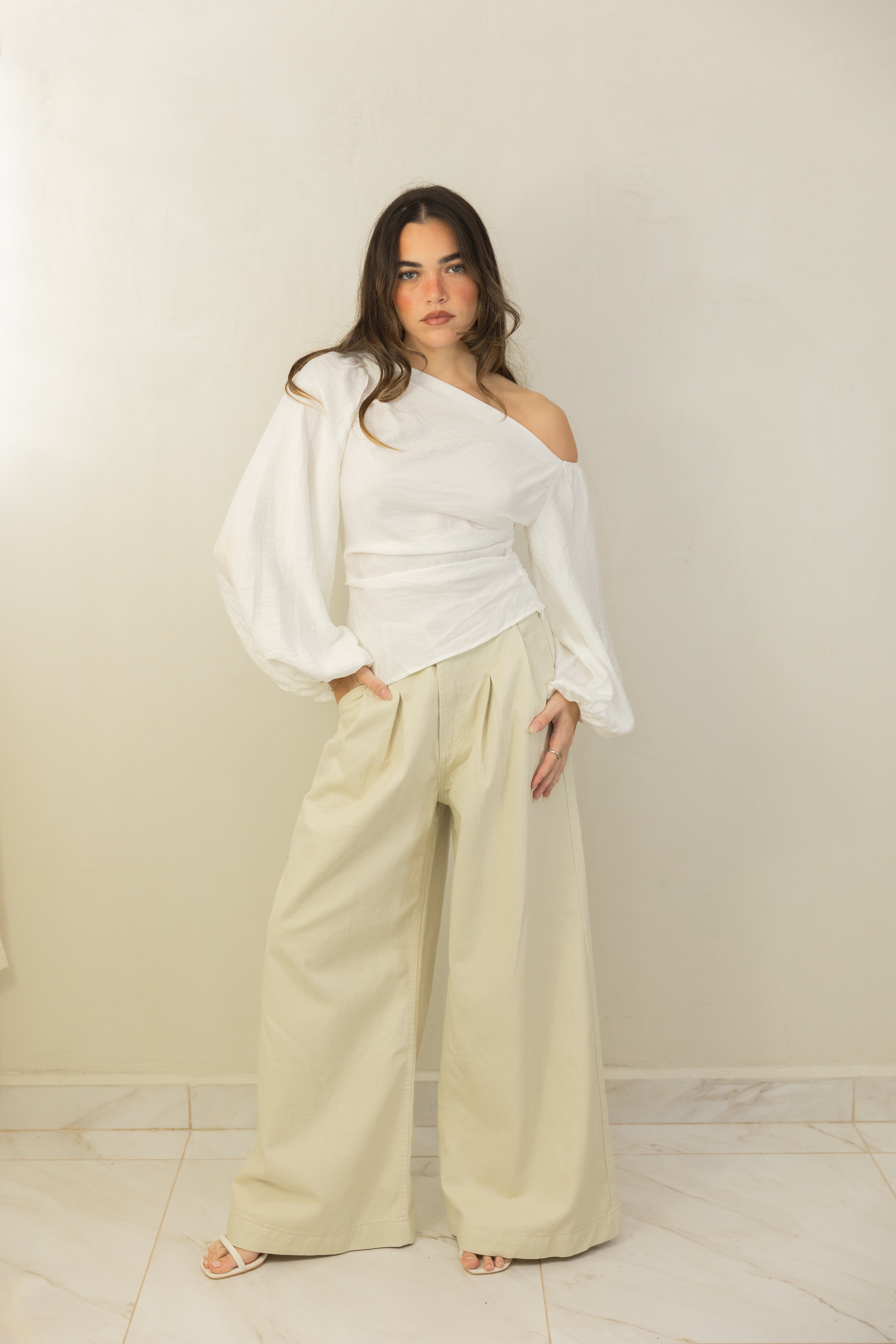 Pleated Wide Leg Pant
