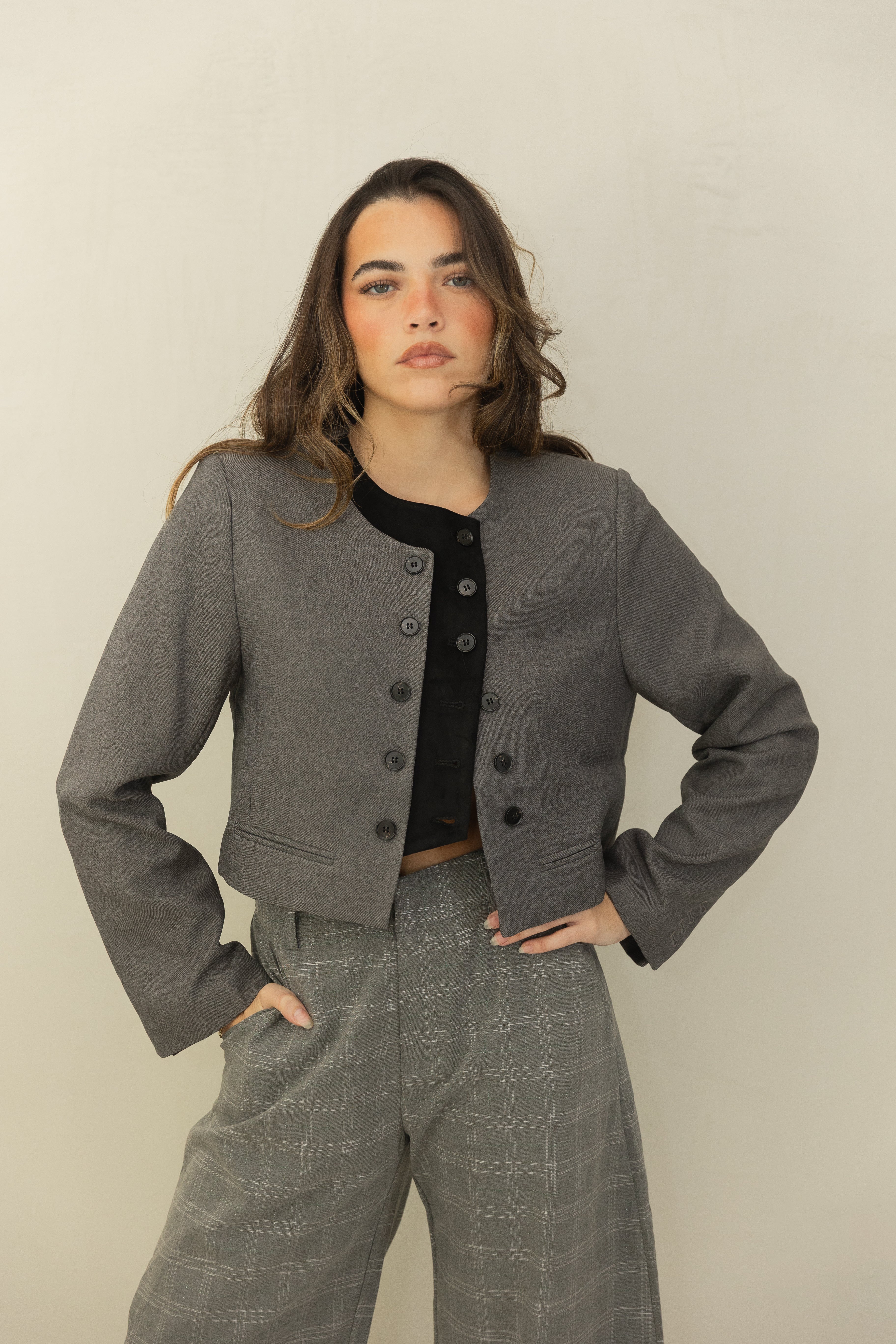 Contrast Suede Blazer