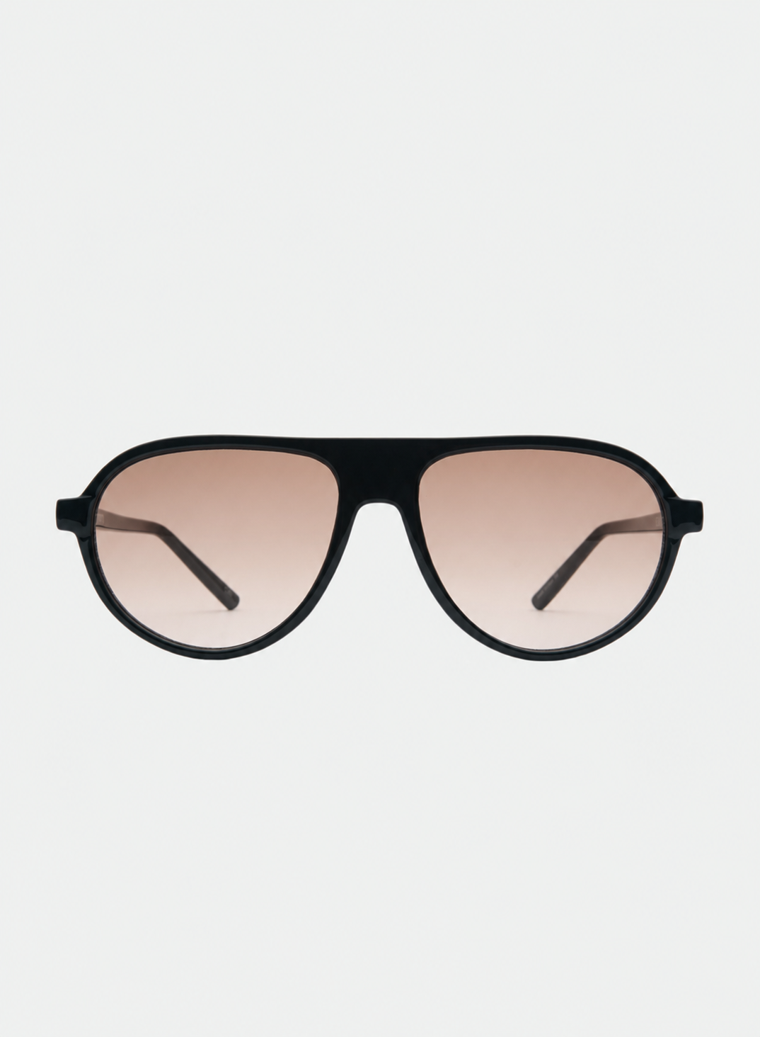 Iggy black double bridge sunglasses with light brown fade lenses, front view