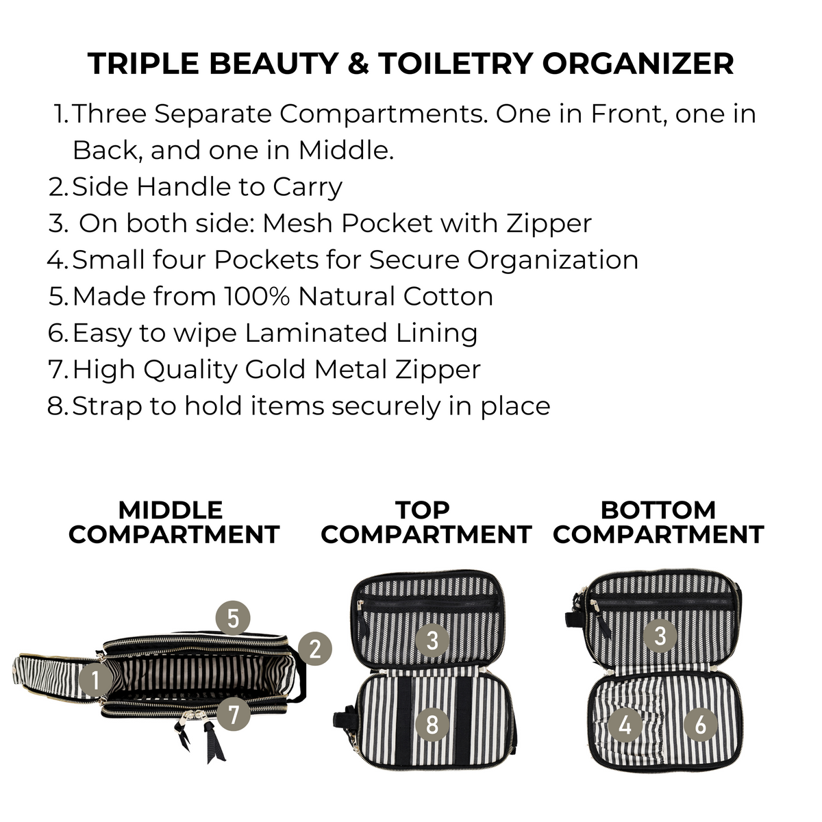 Triple Beauty & Toiletry Organizer Black