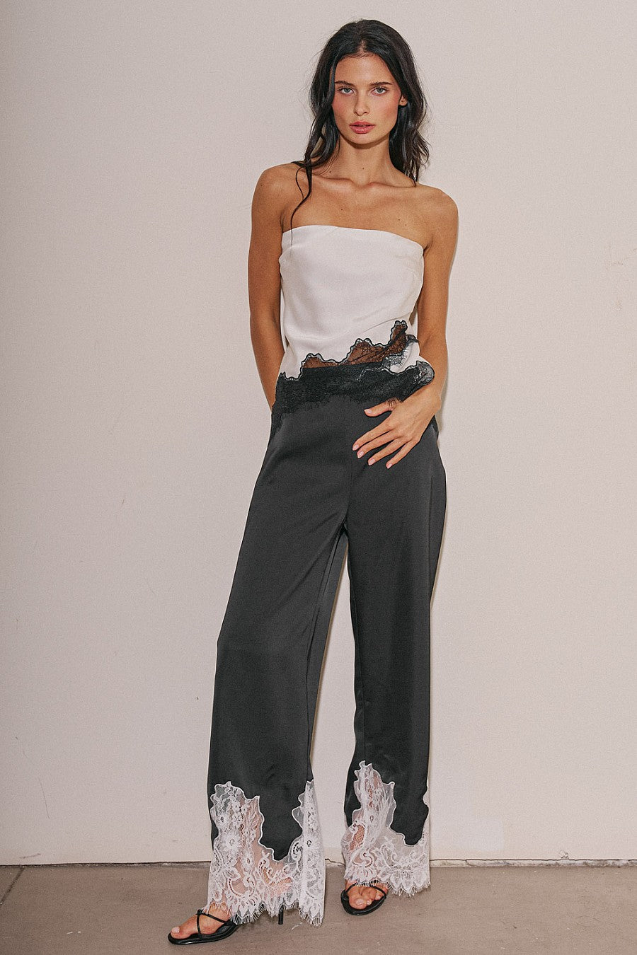 Black Lace Detail Pant