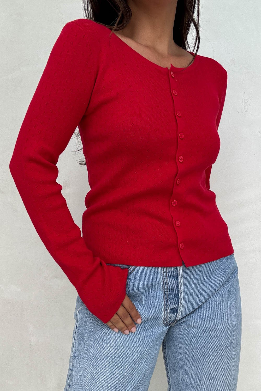 Red Cardigan Top