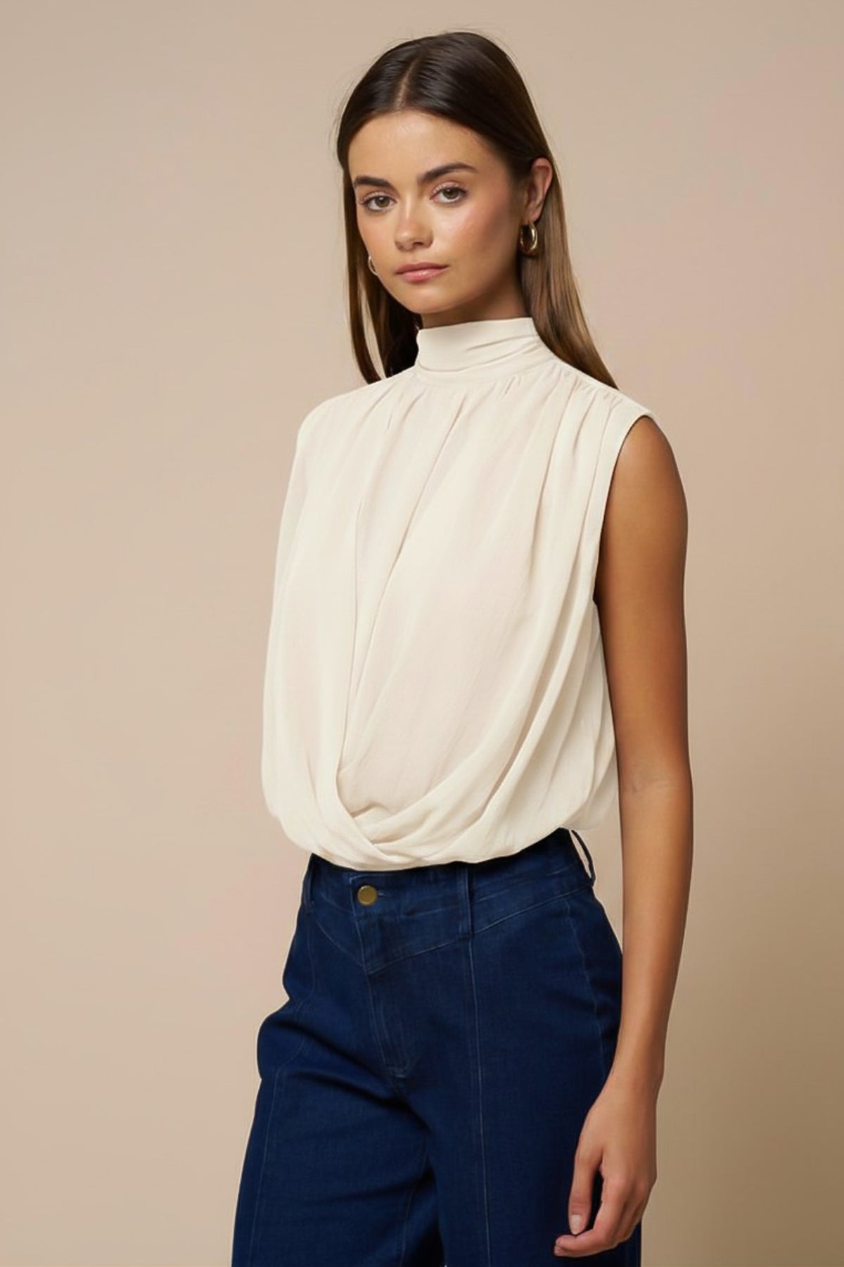 Cream Draped Top — Ivory