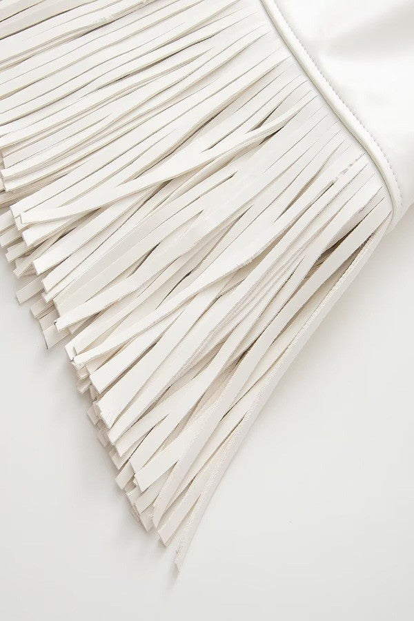 Faux Leather Halter Top — White