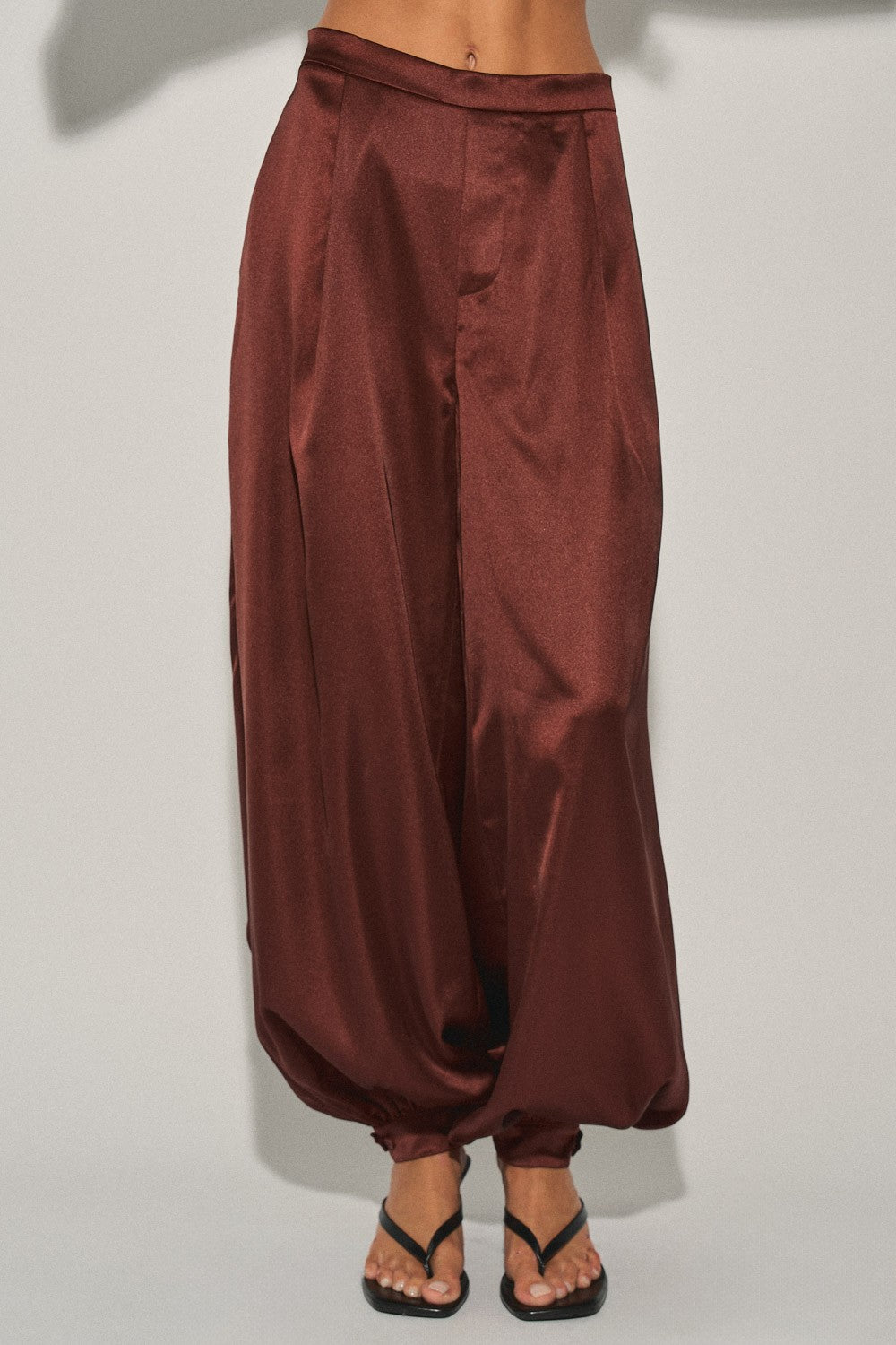 Woven Satin Balloon Harem Pants — Chocowine