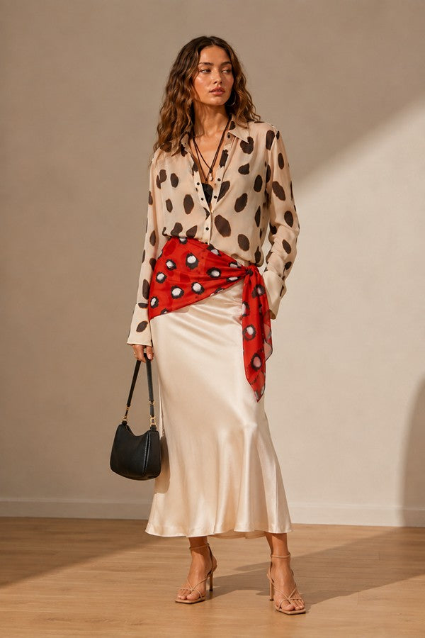 Polka Dot Wrap Mini Dress — Khaki