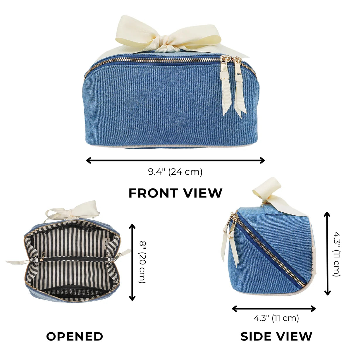 Accordion Box Makeup & Toiletry Bag, Denim — Denim