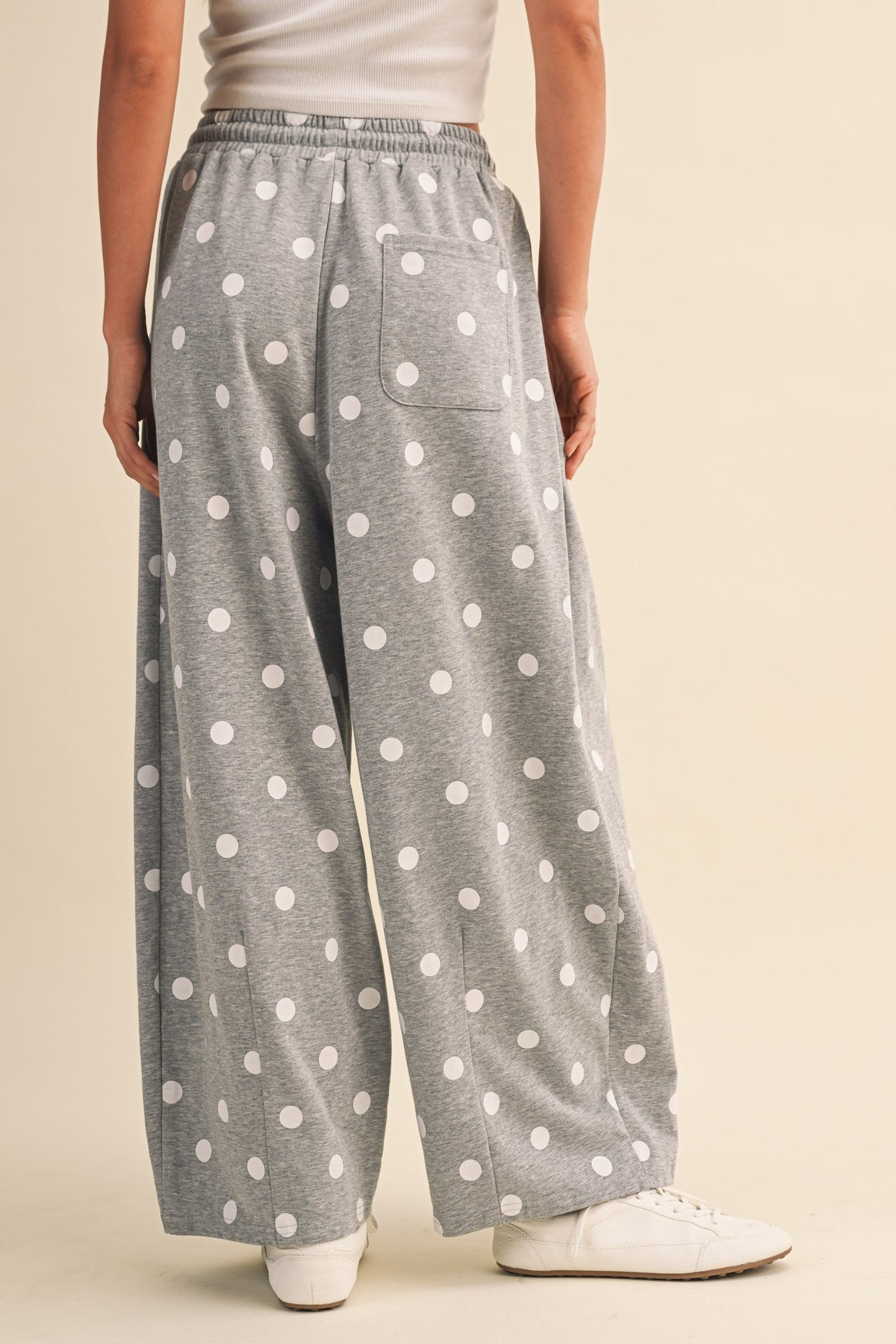 Polka Dot Sweatshirt Pants — H Grey/White