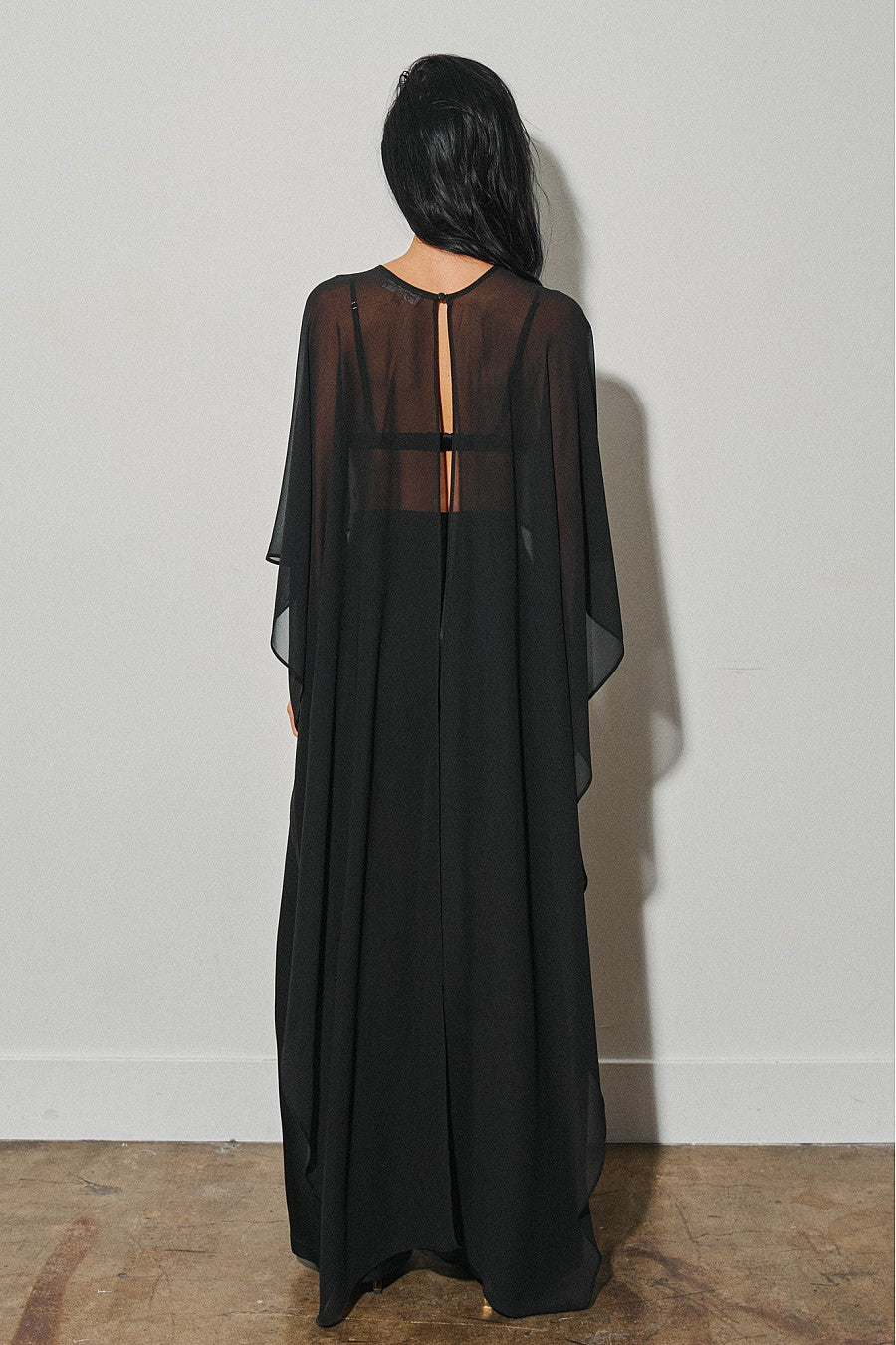 Chiffon Hi-Low Top in Black — Black