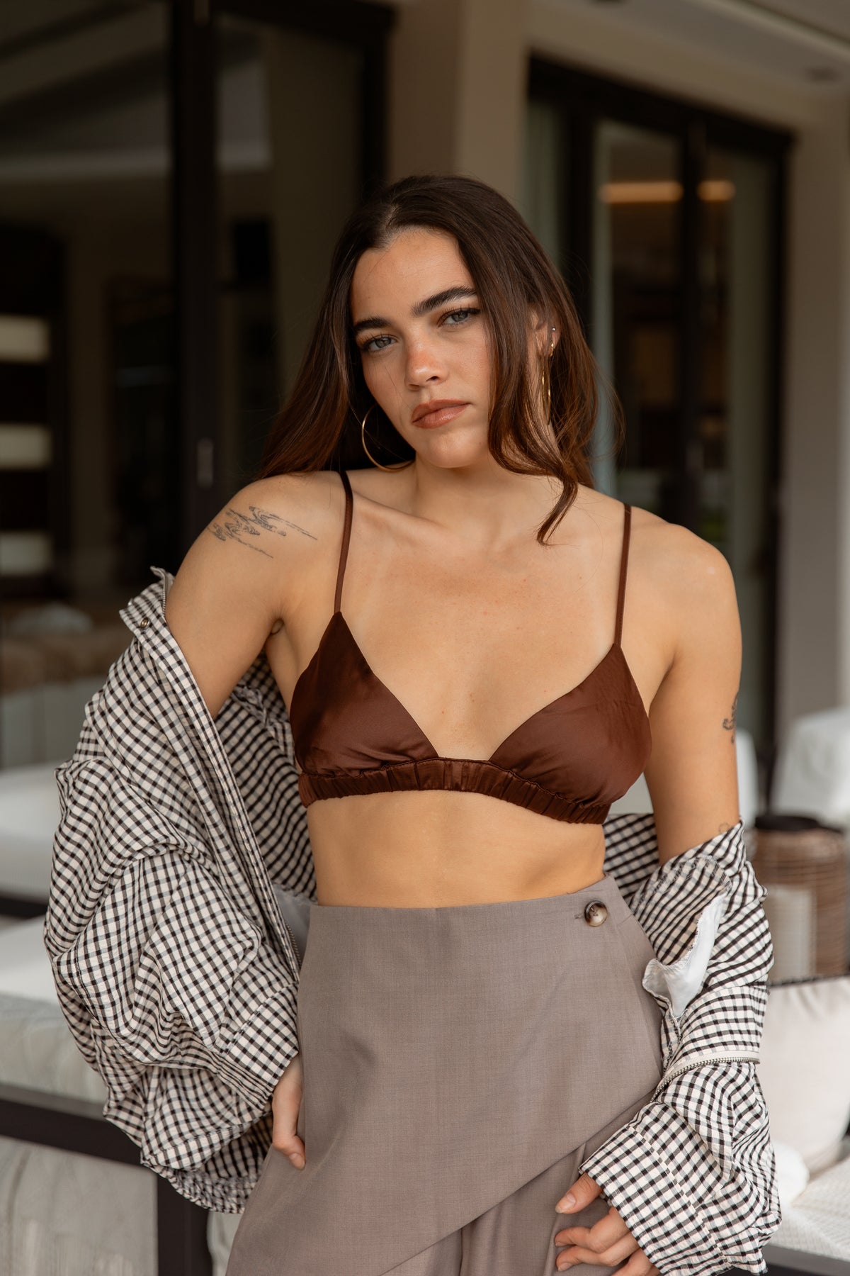 Chocolate Satin Bra — Chocolate