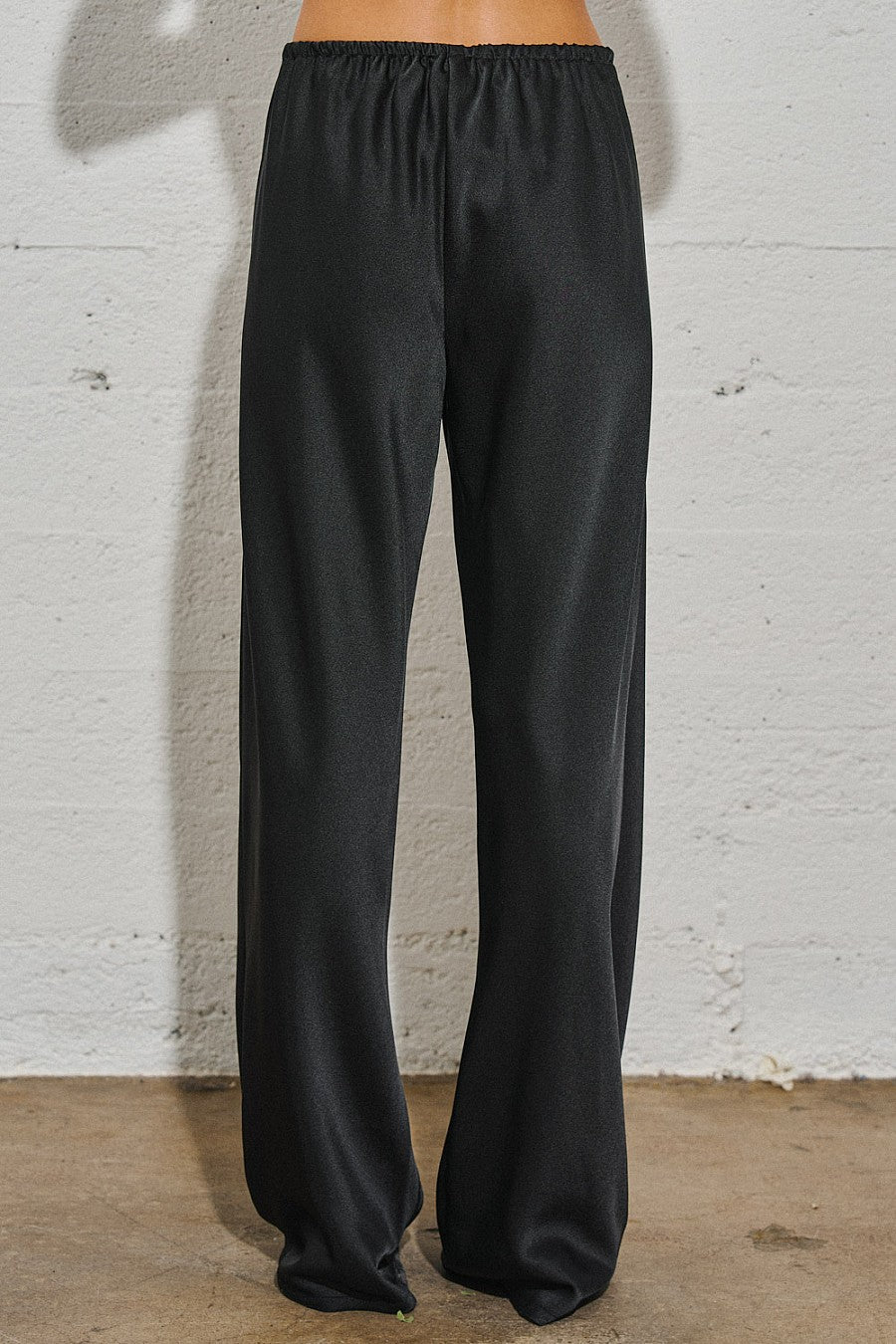 Woven Satin Mid-Rise Straight-Cut Jumpsuit — Black
