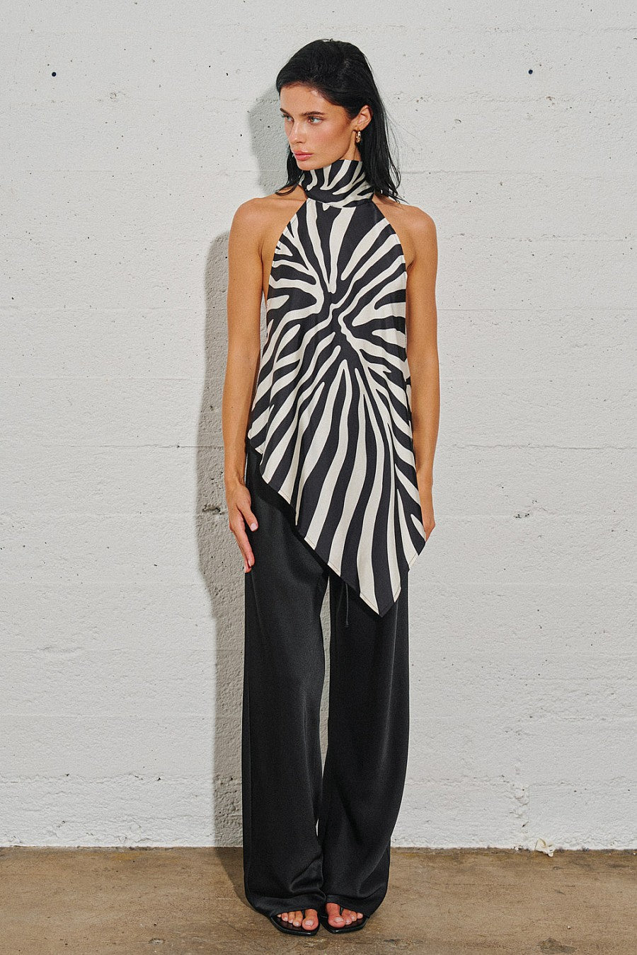 Woven Satin Mid-Rise Straight-Cut Jumpsuit — Black