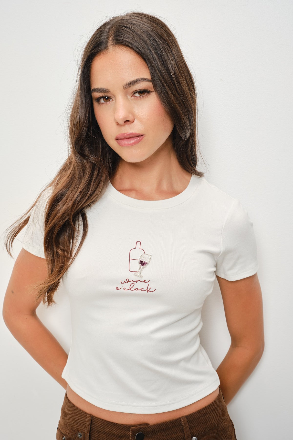Choeri Wine Glass Baby Tee — Off White