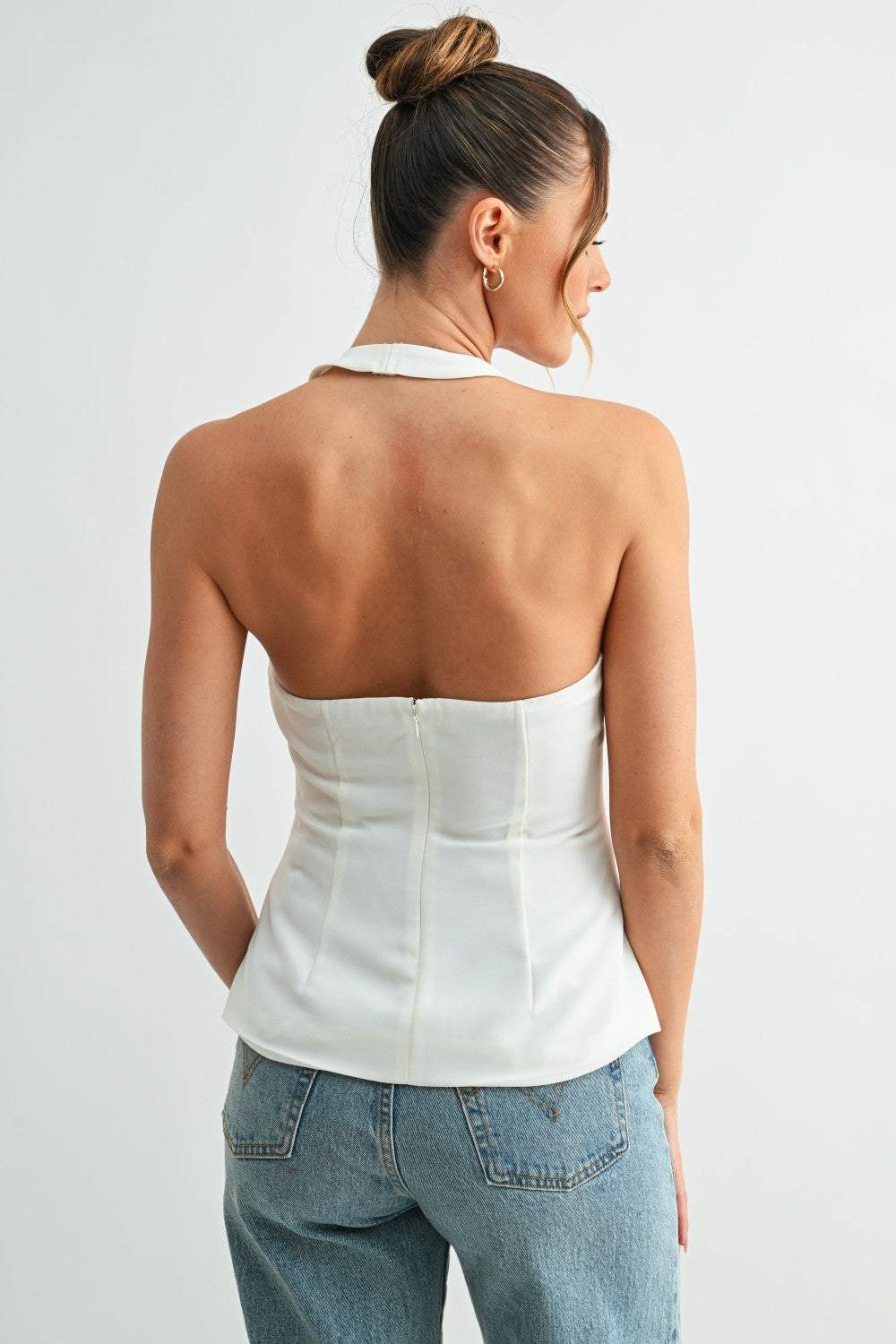 White Plunge Top