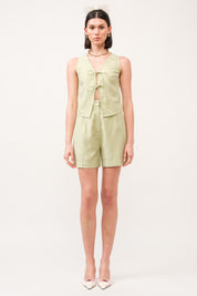 Green Linen Shorts