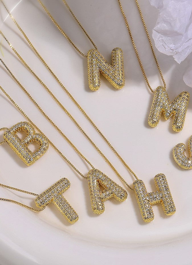 Rhinestone Bubble Initial