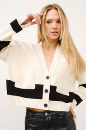 Ivory Block Cardigan