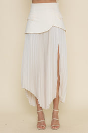 Pleated Slit Skirt