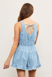 Ruffle Denim Romper