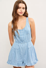 Ruffle Denim Romper