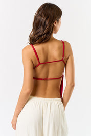 Red Open Back Top