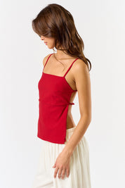 Red Open Back Top