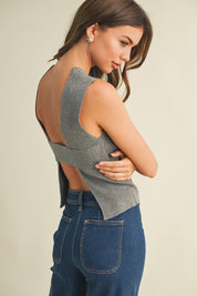 Charcoal Band Back Top