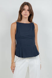 Navy Woven Top