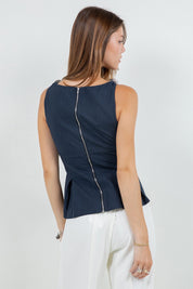Navy Woven Top