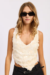 Ivory Sequins Top