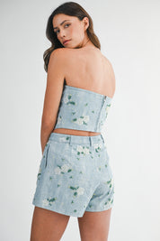 Denim Floral Applique Set
