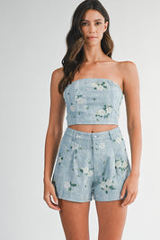 Denim Floral Applique Set